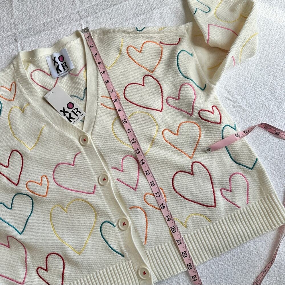 Kerri Rosenthal XOXO Heart Sweater Cardigan NEW Medium - Picture 4 of 6